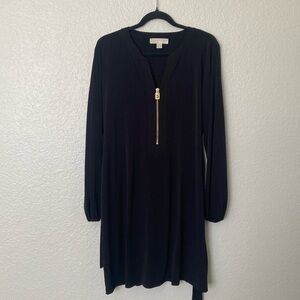 Black Michael Kors Belted a Line Dress
